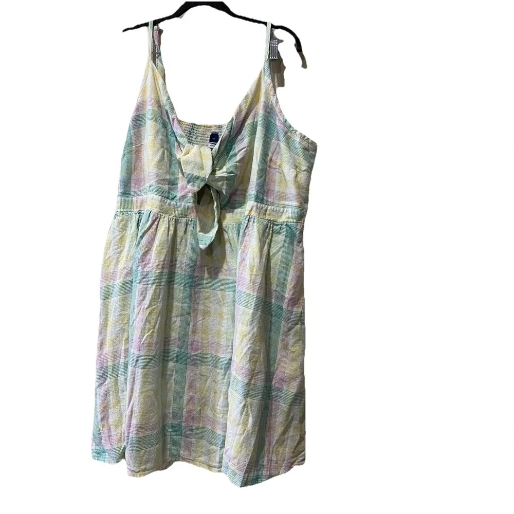 Old Navy Fit & Flare Tie-Front Smocked Linen Blend Mini Cami Dress White Size 3X